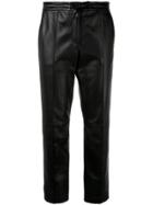 Yves Salomon Cropped Leather Trousers - Black