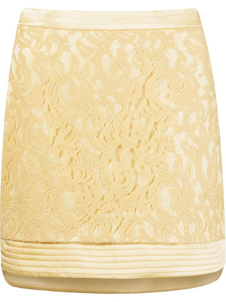 Martha Medeiros 'marescot' Lace Straight Skirt, Women's, Size: 36, Yellow/orange, Silk/polyamide