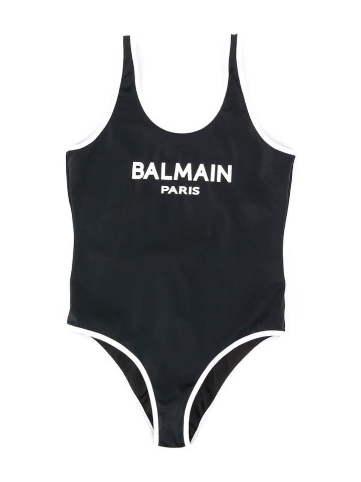 Balmain Kids Teen Logo Print Swimsuit - Black