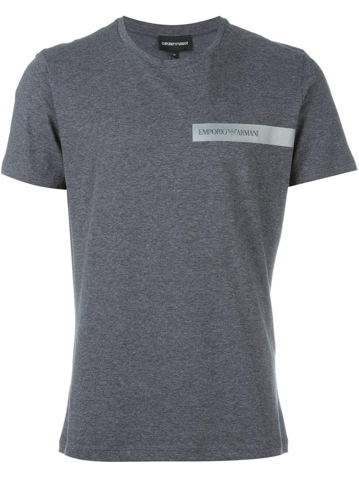 Emporio Armani Logo Print T-shirt, Men's, Size: Xxl, Grey, Cotton