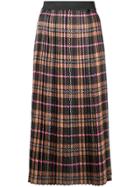 Liu Jo Pleated Macro Tartan Skirt - Brown