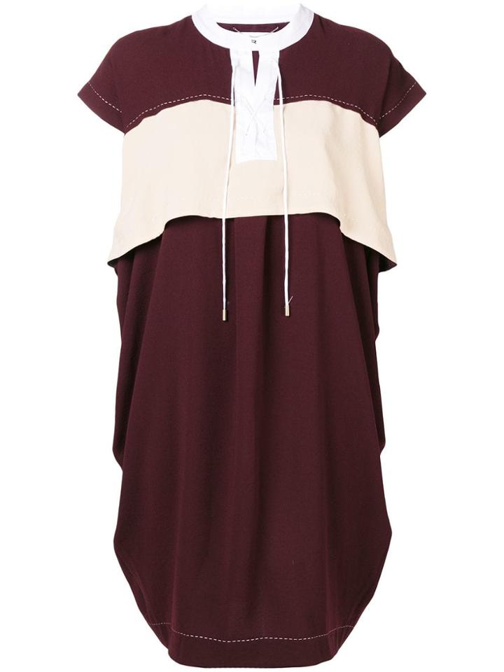 Carven Stitched Detail Shift Dress - Red