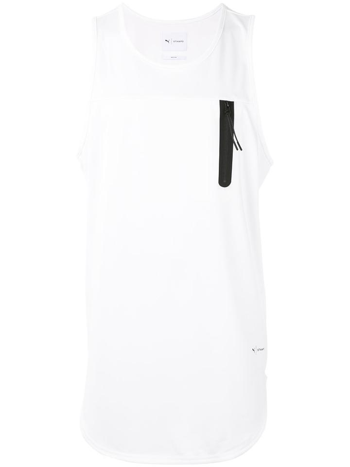 Puma - Zip Detail Tank Top - Men - Polyester/spandex/elastane - Xs, White, Polyester/spandex/elastane