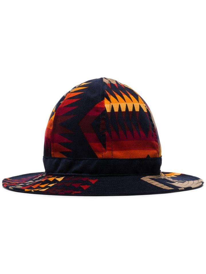 Sacai Pendleton Printed Hat - Blue