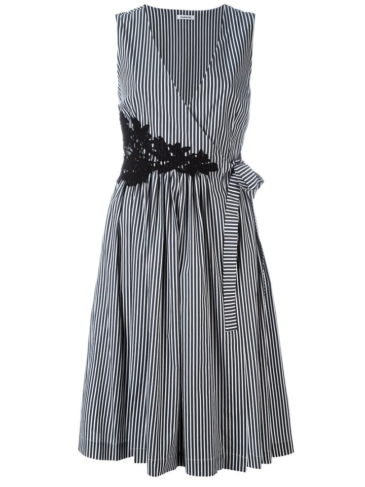 P.a.r.o.s.h. - Striped V-neck Dress - Women - Cotton/polyamide/spandex/elastane - M, Women's, Black, Cotton/polyamide/spandex/elastane