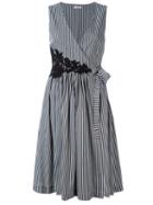 P.a.r.o.s.h. - Striped V-neck Dress - Women - Cotton/polyamide/spandex/elastane - M, Women's, Black, Cotton/polyamide/spandex/elastane