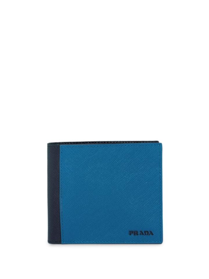 Prada Two Tone Bi-fold Wallet - Blue