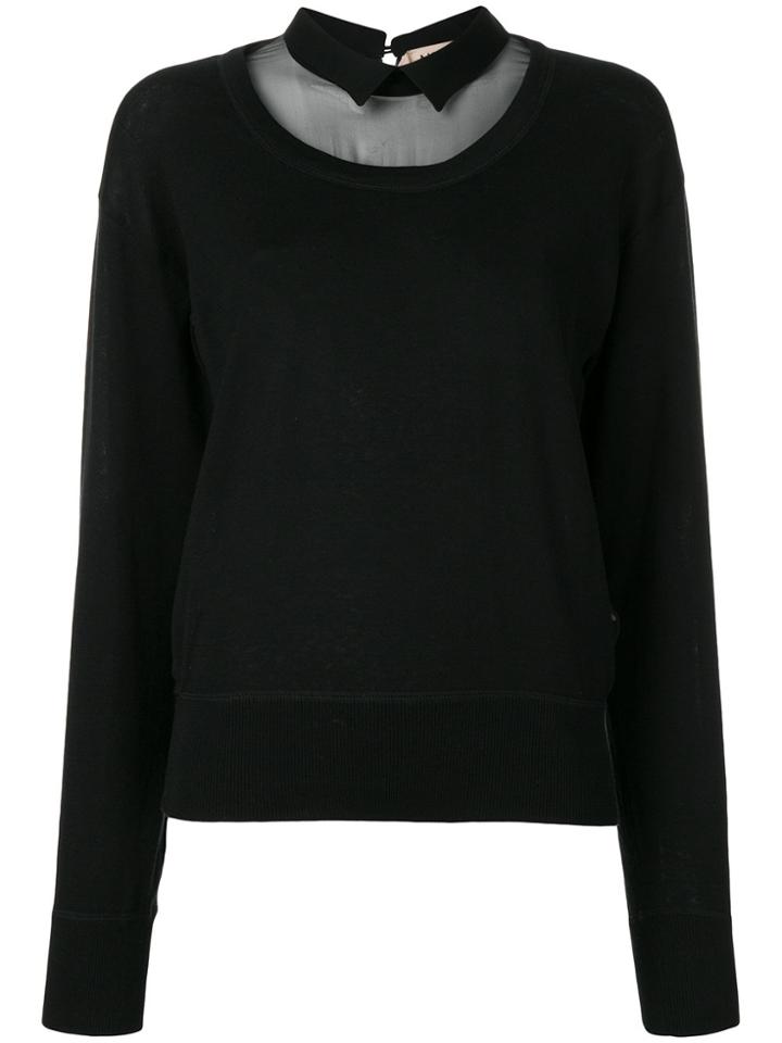 No21 Sheer Panel Sweatshirt - Black