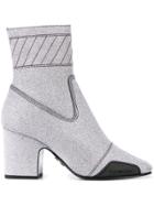 Off-white Glitter Ankle Boots - Silver