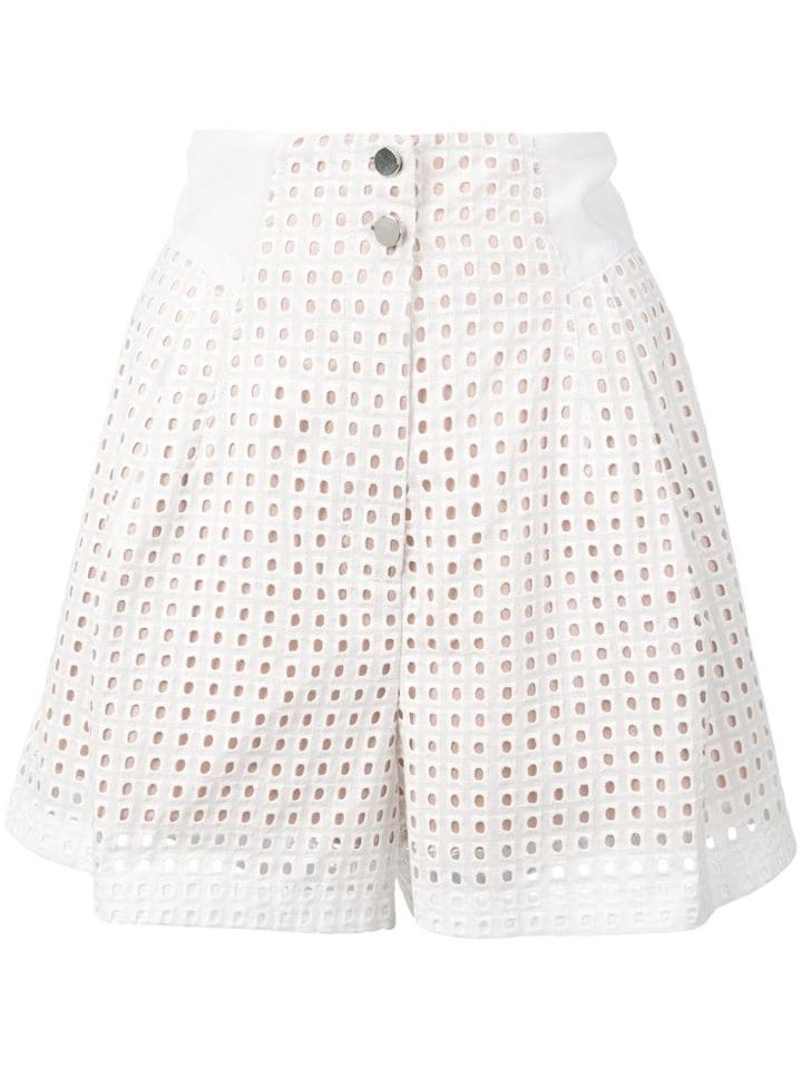 Fleur Du Mal High-waisted Eyelet Shorts - White