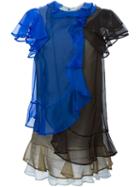 Christopher Kane Sheer Layered Ruffled Dress, Women's, Size: 12, Blue, Silk/acetate