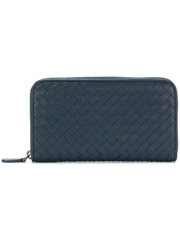 Bottega Veneta Light Tourmaline Intrecciato Zip-around Wallet - Blue