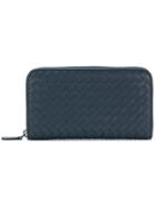 Bottega Veneta Light Tourmaline Intrecciato Zip-around Wallet - Blue
