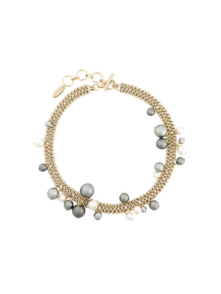 Lanvin Chain Link Pearl Necklace - Metallic