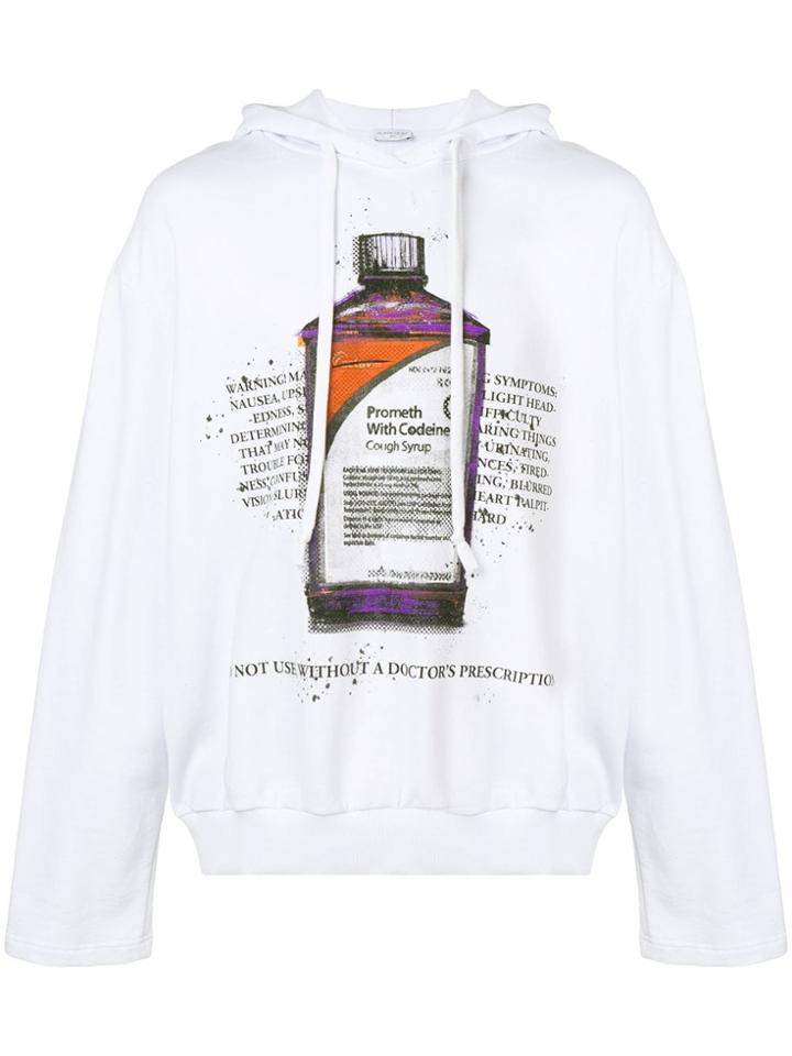 Ih Nom Uh Nit Cough Syrup Bottle Print Hoodie - White