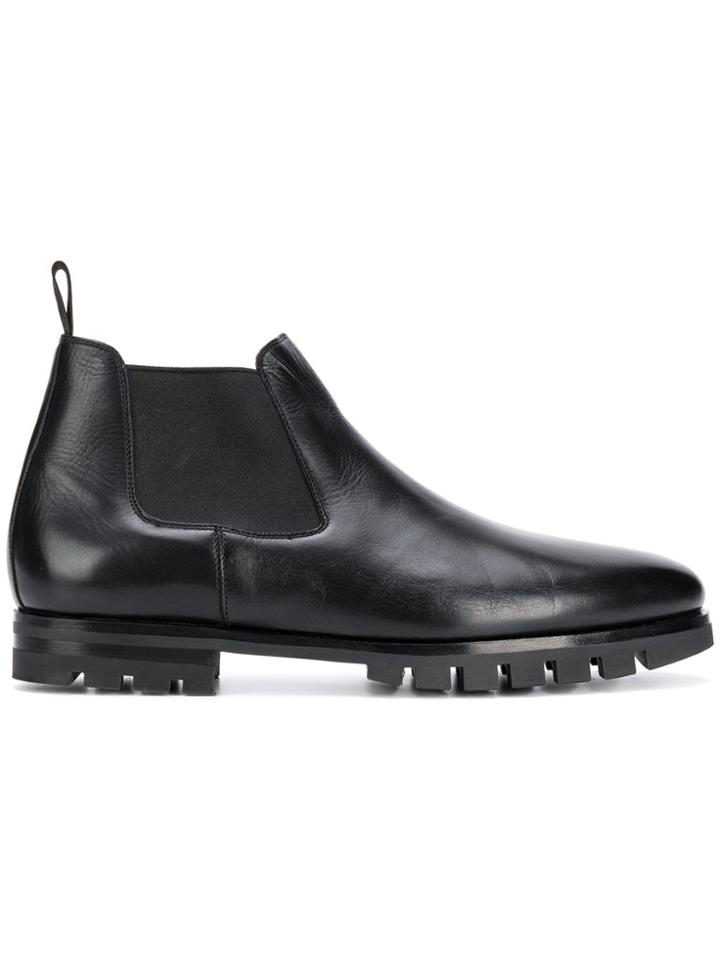 Santoni Ridged Sole Chelsea Boots - Black
