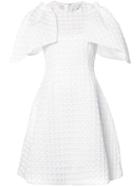 Christian Siriano Ruffled Sleeves Textured Dress, Women's, Size: 6, White, Silk/acetate/polyester/acrylic