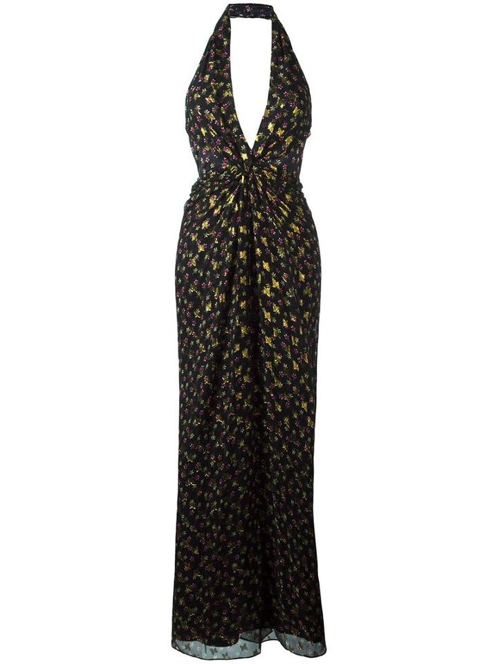Diane Von Furstenberg 'evelina' Patterned Gown, Women's, Size: 4, Black, Silk/metallic Fibre