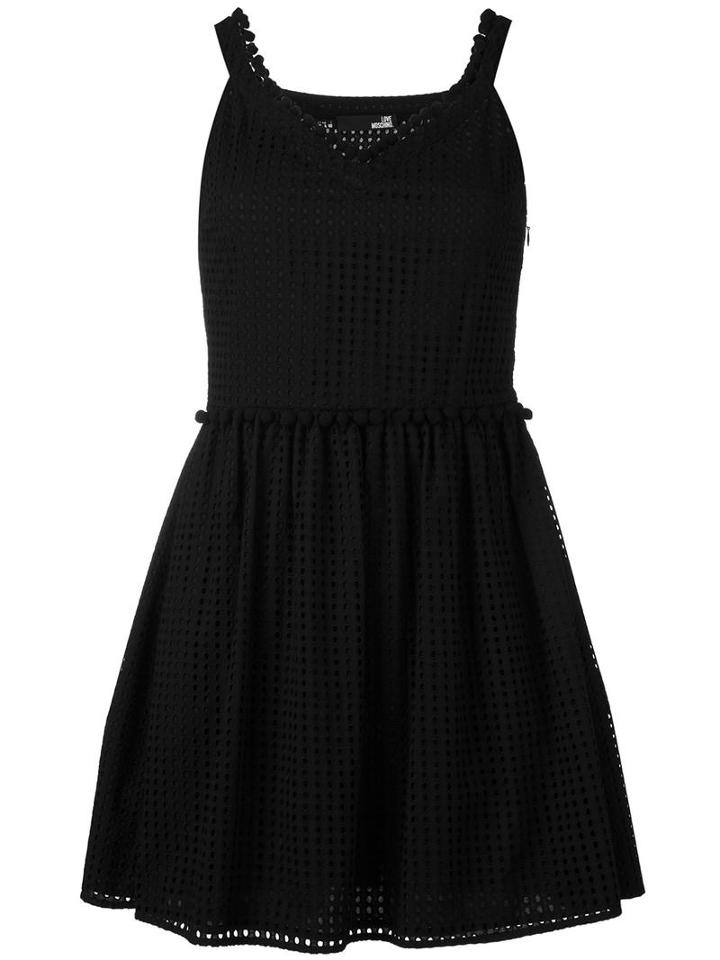 Love Moschino Perforated Mini Dress, Women's, Size: 44, Black, Cotton