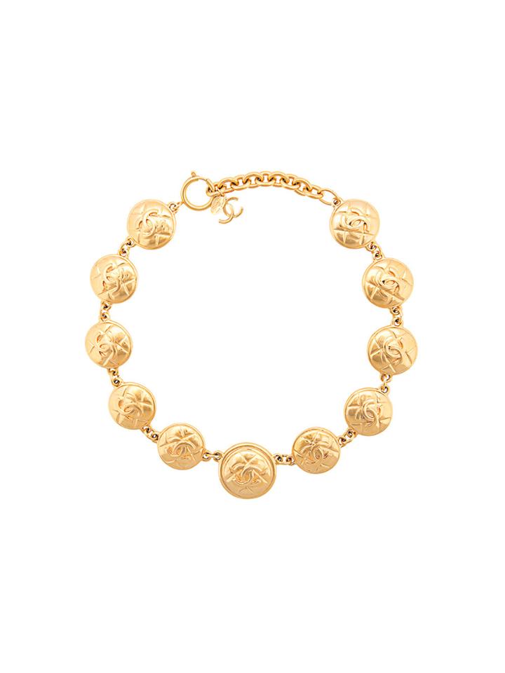 Chanel Vintage Cc Medallion Necklace - Metallic
