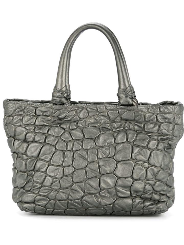 Prada Vintage Embossed Shoulder Bag - Grey