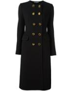 Dolce & Gabbana Collarless Long Coat, Women's, Size: 46, Black, Silk/polyamide/virgin Wool