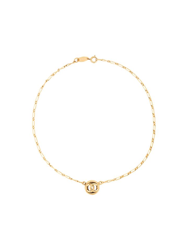 Chanel Vintage Mini Cc Round Necklace - Metallic