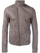 Rick Owens 'mollino's' Biker Jacket, Men's, Size: 52, Grey, Calf Leather/cotton/cupro