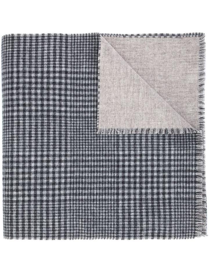 Brunello Cucinelli Check Frayed Edge Scarf