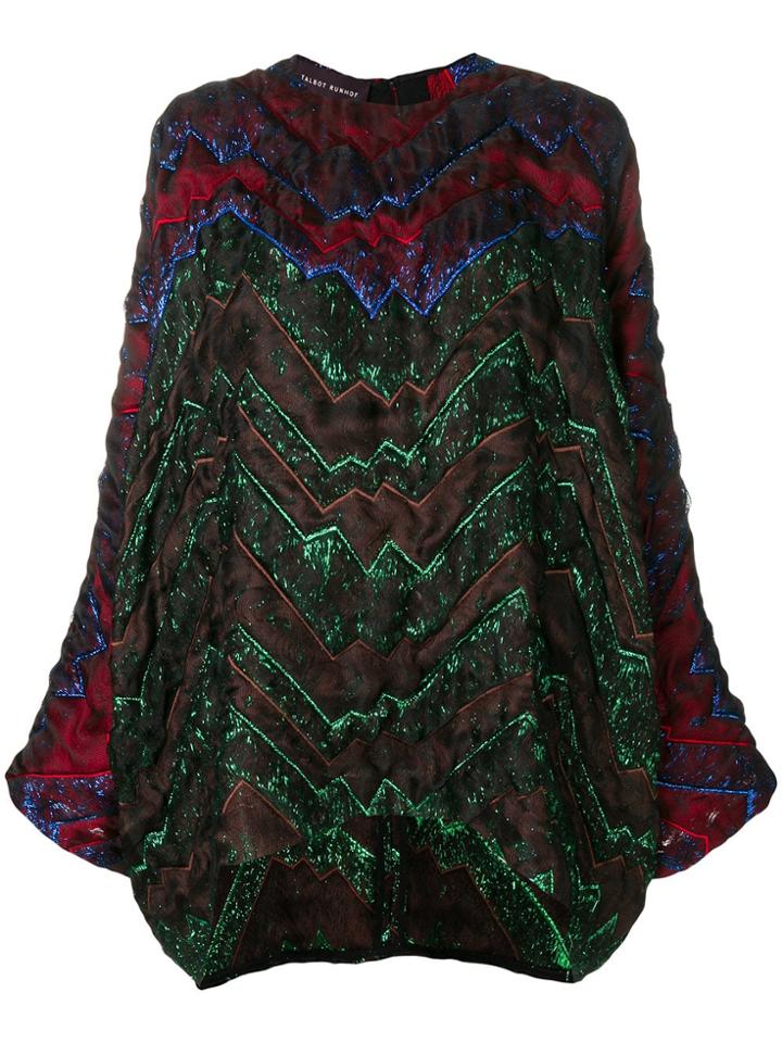 Talbot Runhof Quilted Metallic Thread Top - Red