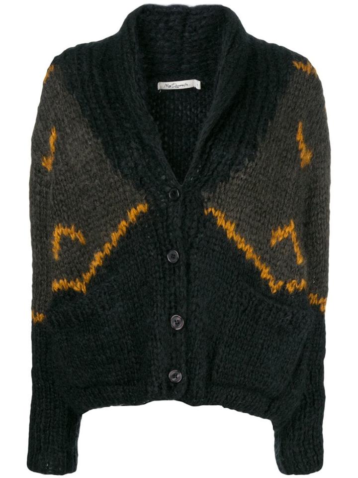 Mes Demoiselles Chunky Knit Patterned Cardigan - Black