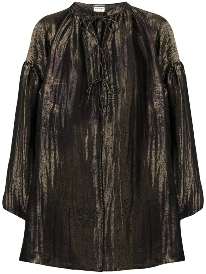Saint Laurent Neck-tied Flared Blouse - Metallic