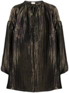 Saint Laurent Neck-tied Flared Blouse - Metallic