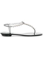 René Caovilla Half Pearl Bead Sandals - Black