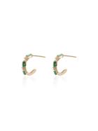 Suzanne Kalan 18kt Yellow Gold Firework Diamond Emerald Hoop Earrings