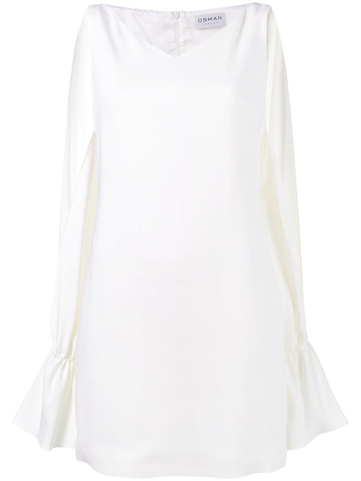 Osman Camilla Slit Long Sleeve Dress - White