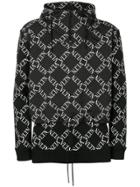 Valentino Logo Grid Print Hoodie - Black