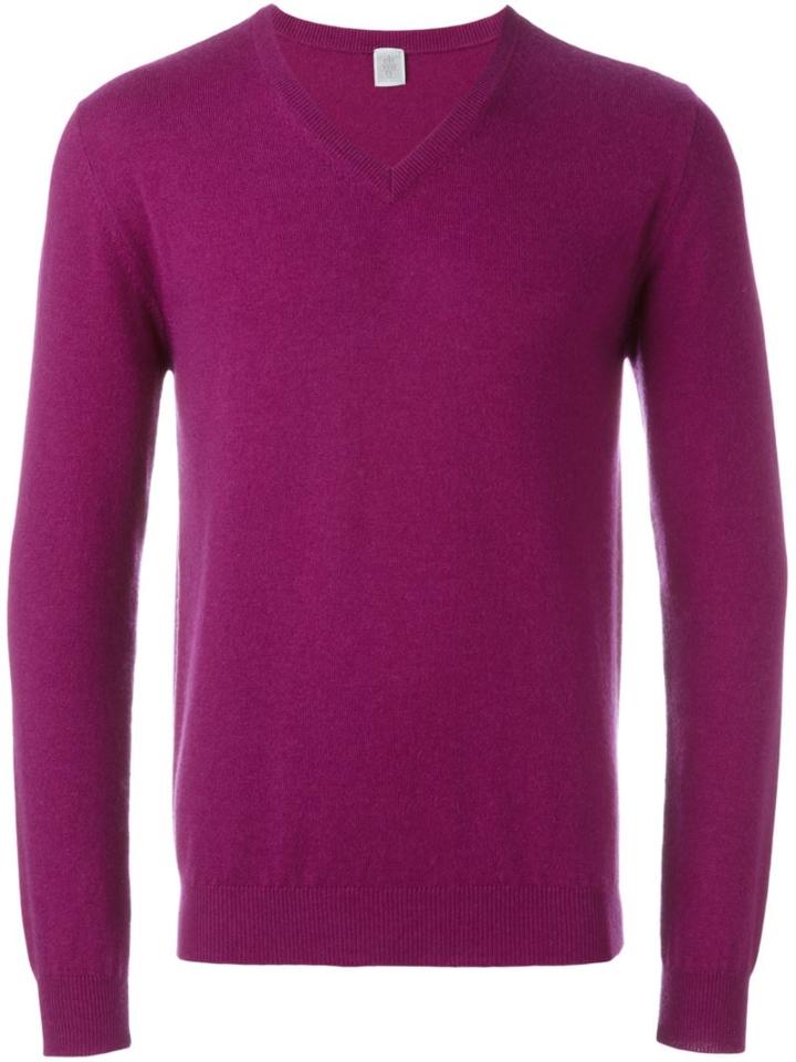 Eleventy V-neck Sweater, Men's, Size: Large, Pink/purple, Cashmere