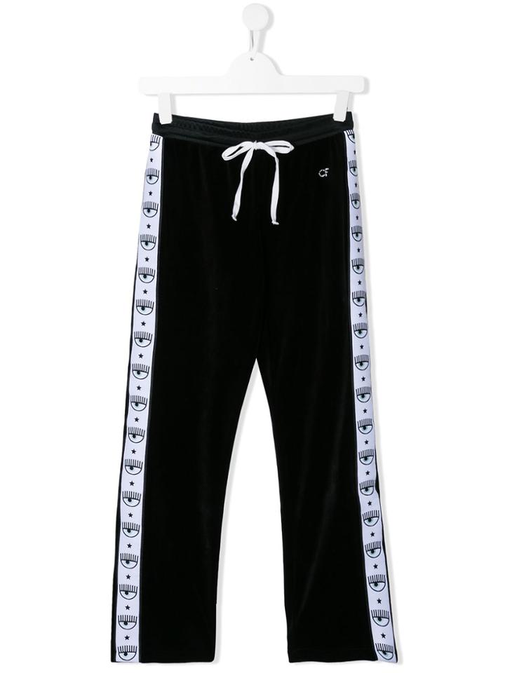 Chiara Ferragni Kids Teen Logomania Drawstring Trousers - Black