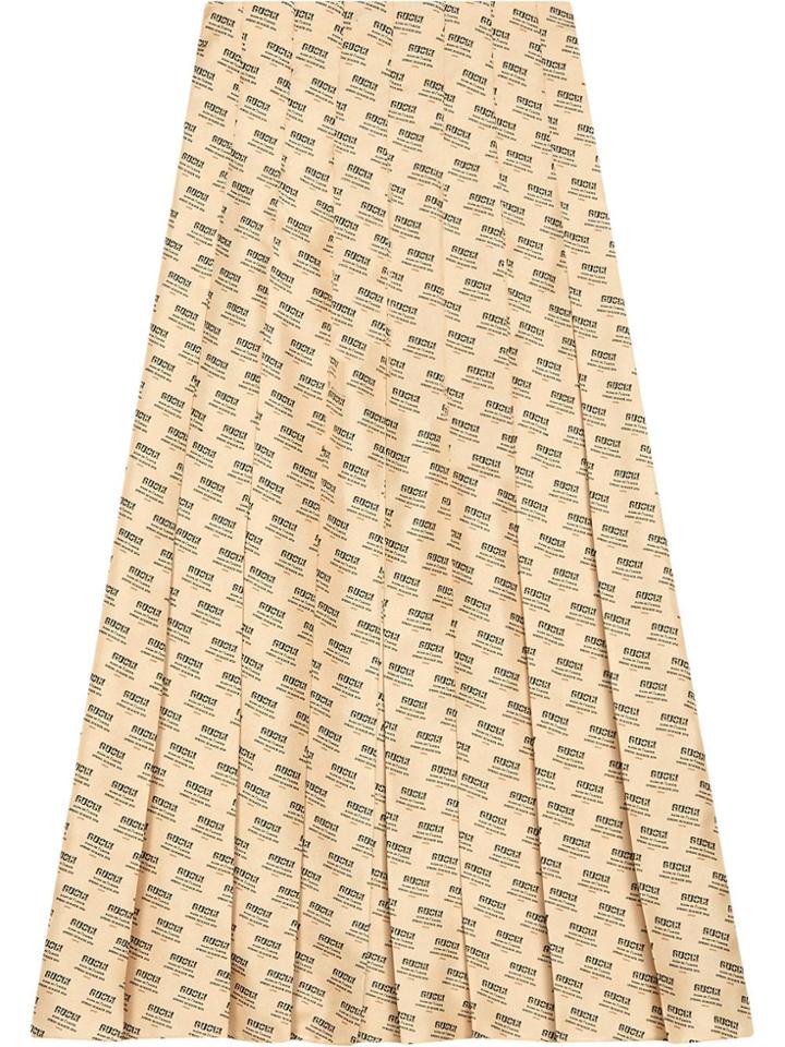 Gucci Gucci Invite Stamp Print Skirt - Neutrals