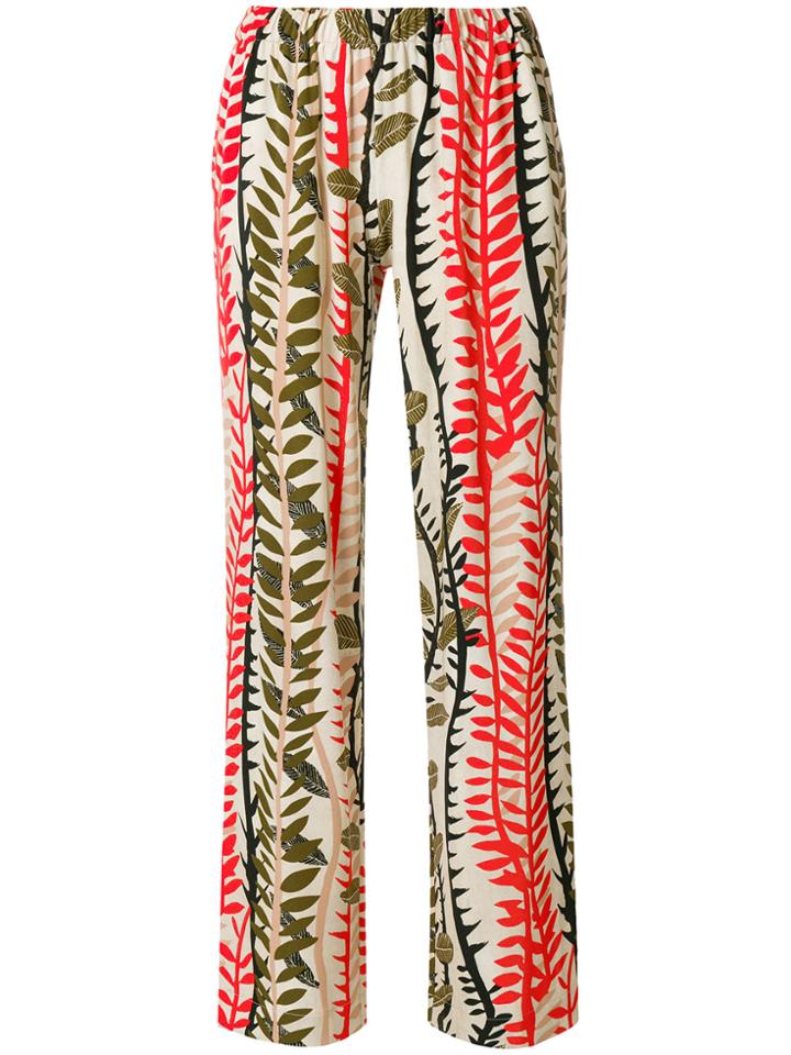 Alberta Ferretti Leaf Print Trousers - Nude & Neutrals