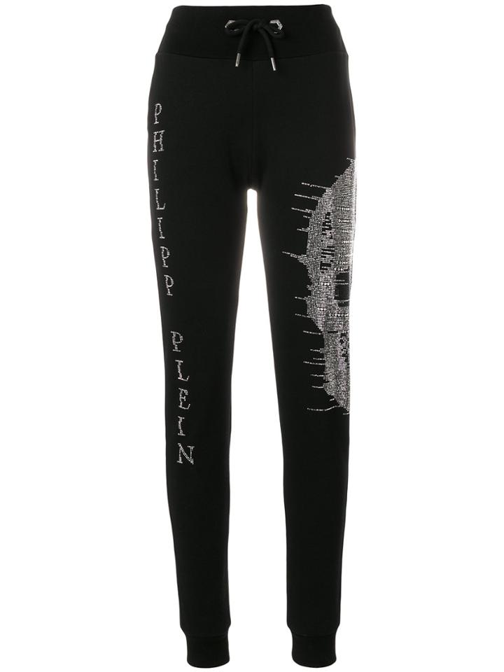 Philipp Plein Sequin Skull Track Trousers - Black