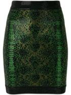 Balmain - Beaded Embroidery Mini Skirt - Women - Spandex/elastane/viscose/aluminium/glass - 36, Women's, Green, Spandex/elastane/viscose/aluminium/glass
