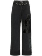 Hyein Seo Patchwork And Stud Detail Jeans - Grey