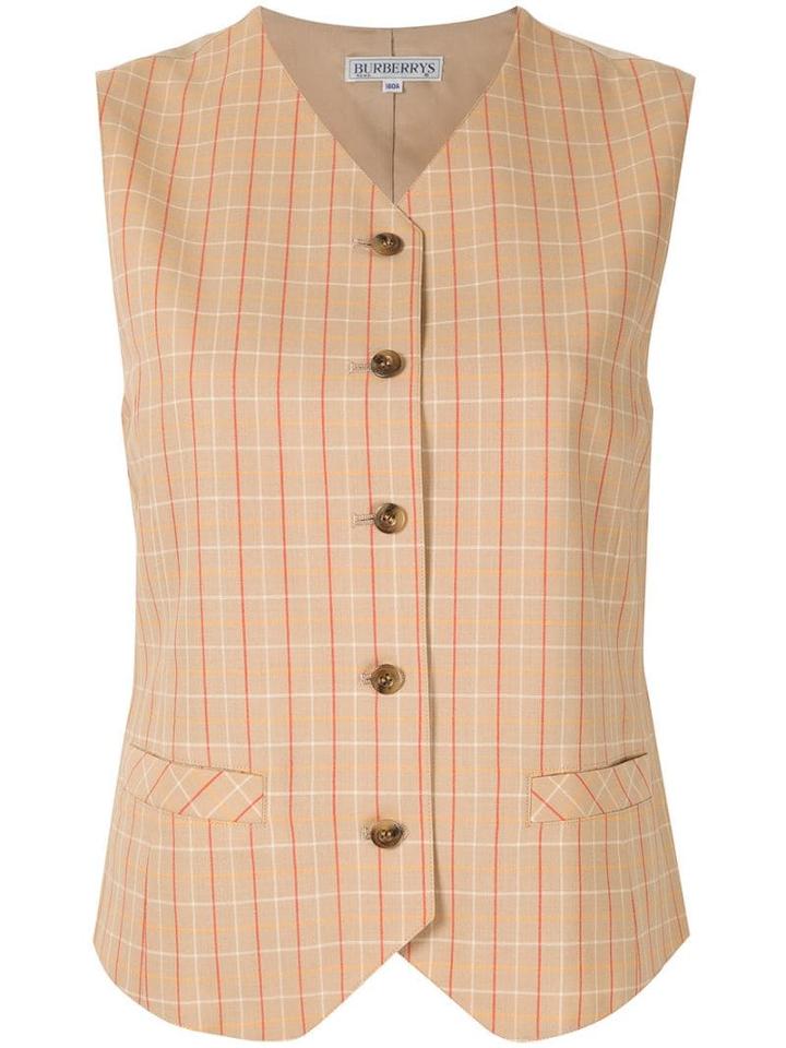 Burberry Pre-owned Checked Vest - Brown