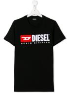 Diesel Kids Teen Embroidered Logo T-shirt - Black