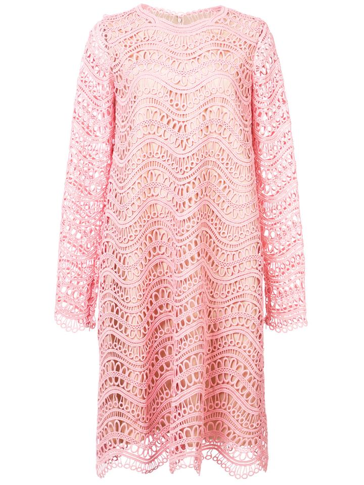 Oscar De La Renta Crochet-knit Shift Dress - Pink & Purple