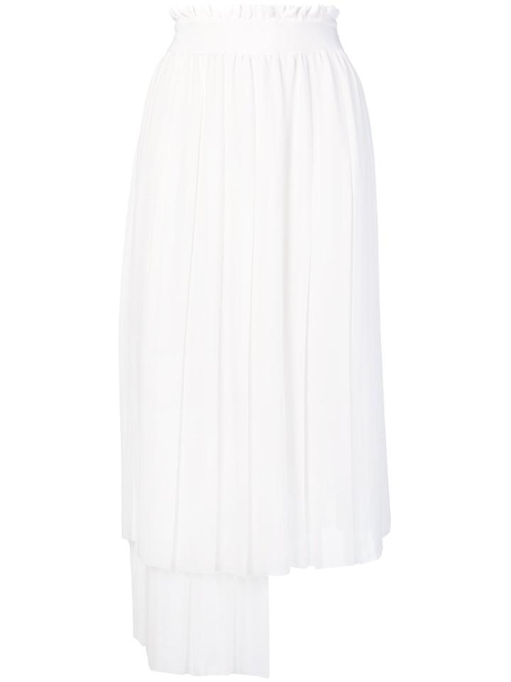 Nude Asymmetric Pleated Skirt - White