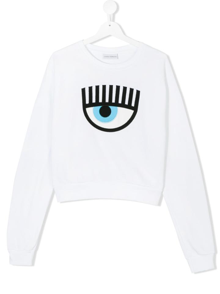Chiara Ferragni Kids Eye Appliquée Sweatshirt - White