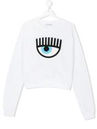 Chiara Ferragni Kids Eye Appliquée Sweatshirt - White
